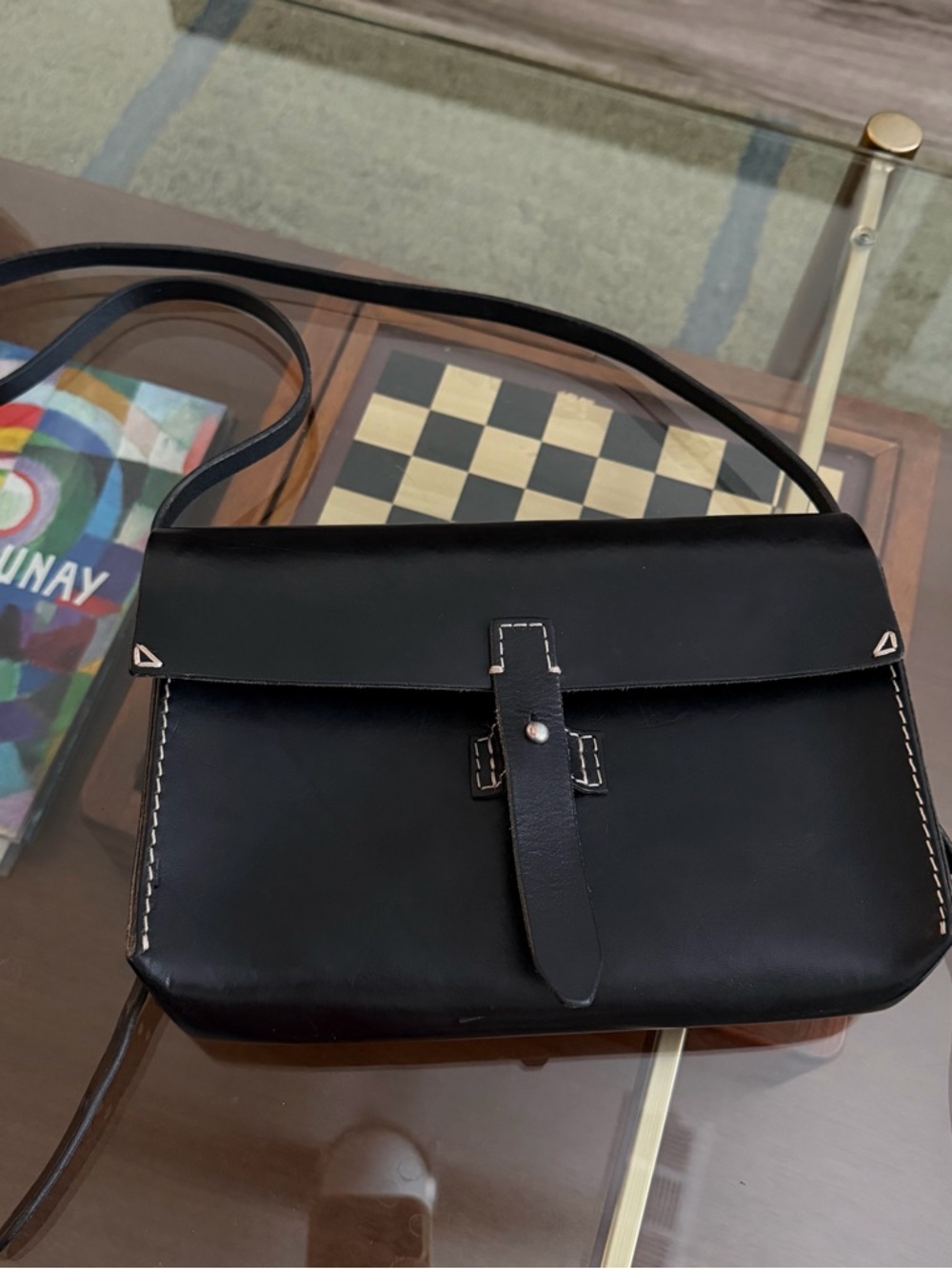 MADEWELL • dover leather contrast stitch adjustable crossbody